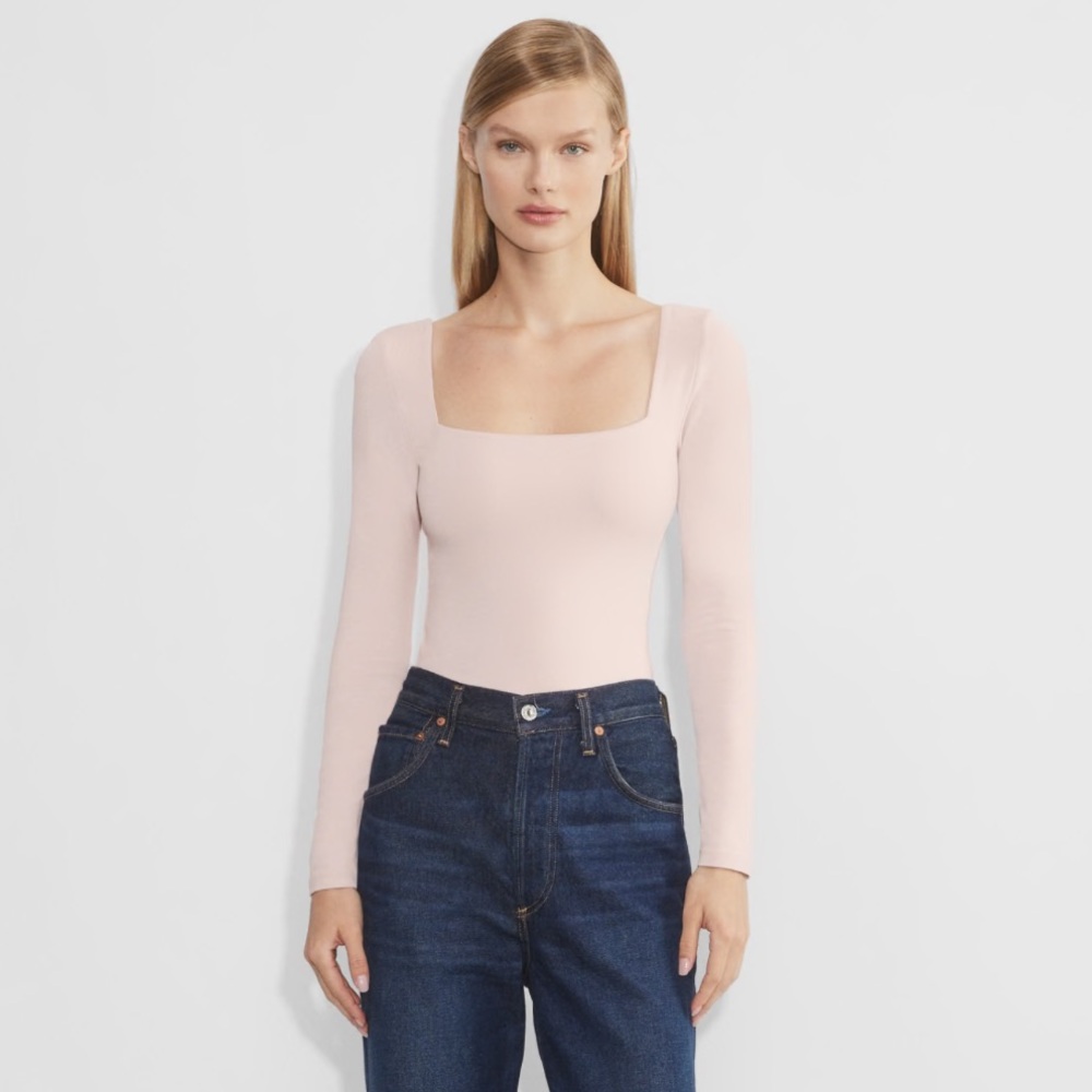 Aritzia Babaton Contour Squareneck Longsleeve Bodysuit in taupe